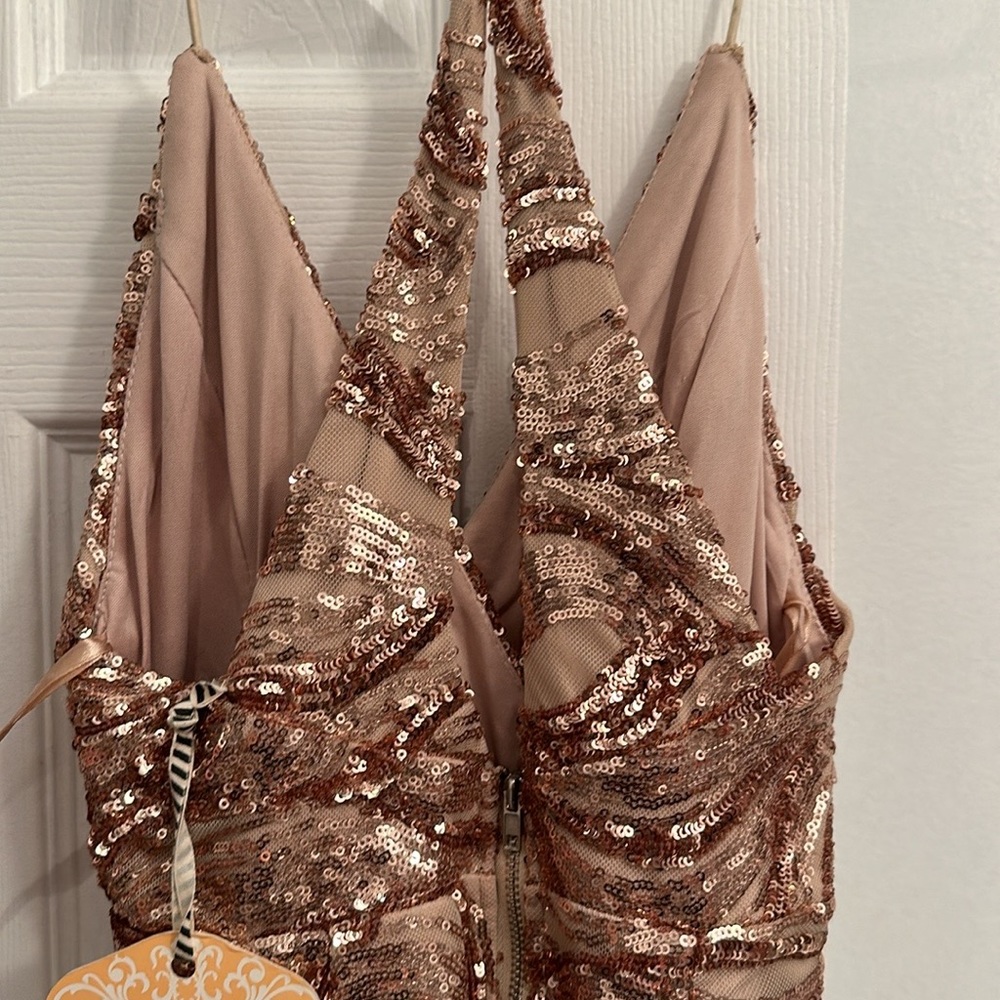 gold/ tan sequin mini dress - Picture 3 of 3